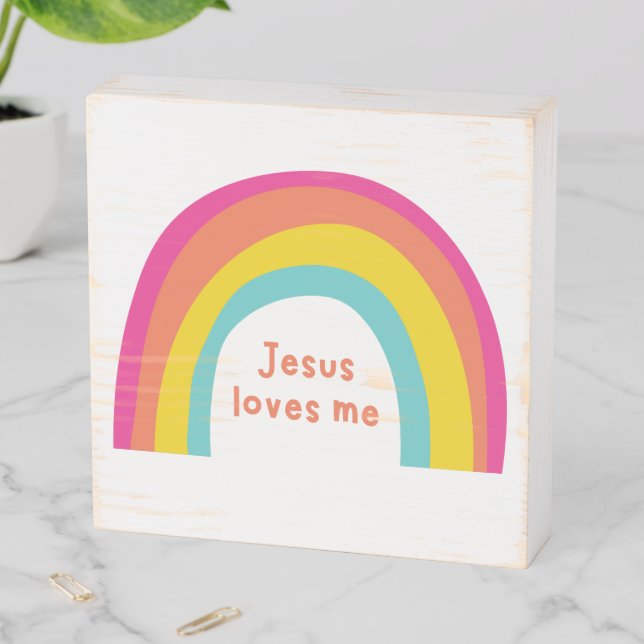 Jesus loves me. Wood Box Wall Art (In Situ Horizontal)