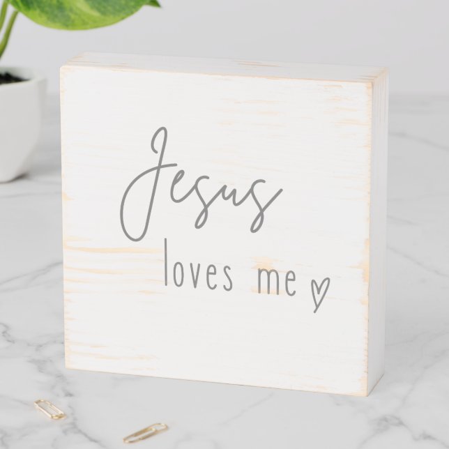 Jesus loves me. Wood Box Wall Art (In Situ Horizontal)