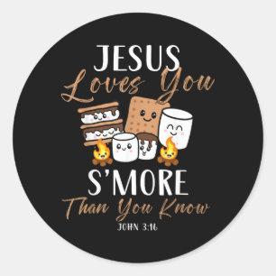 Jesus Loves Smore Christian Church Camper Camping Classic Round Sticker
