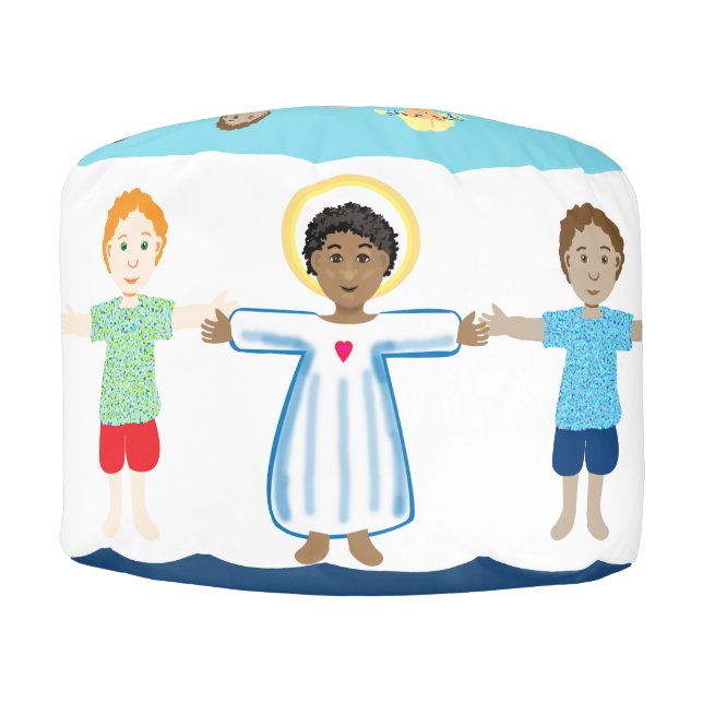 Jesus loves the little children pouf (Front)