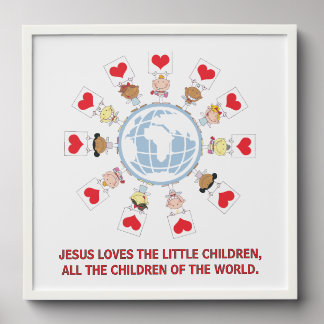 Jesus Loves the Little Children Wall Art Print Peel And Stick Photo Tile