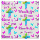 JESUS LOVES THIS 85 YEAR OLD CROSS DESIGN FABRIC