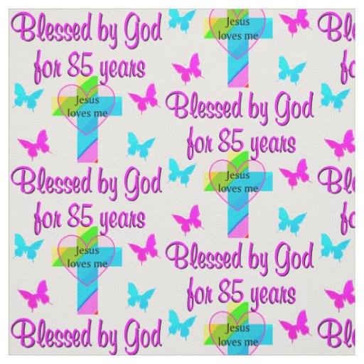 JESUS LOVES THIS 85 YEAR OLD CROSS DESIGN FABRIC