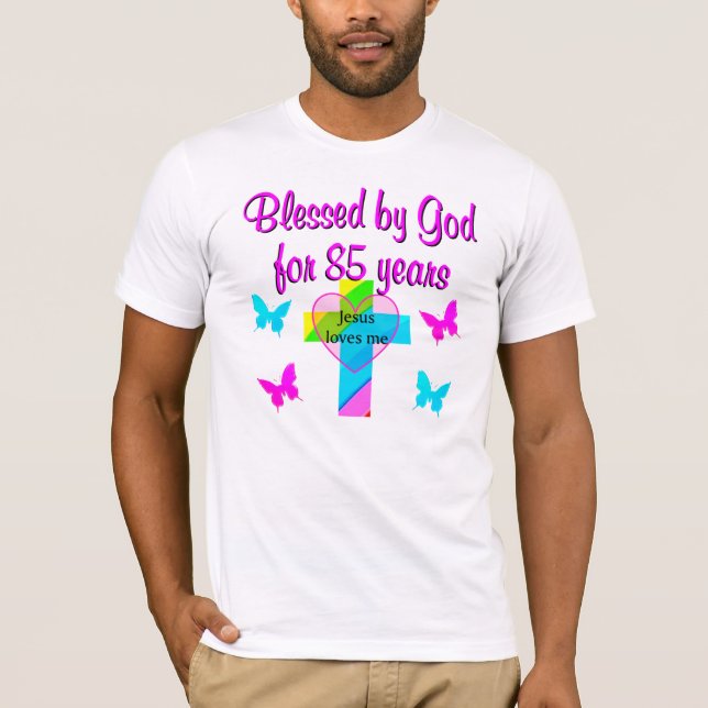 JESUS LOVES THIS 85 YEAR OLD CROSS DESIGN T-Shirt (Front)