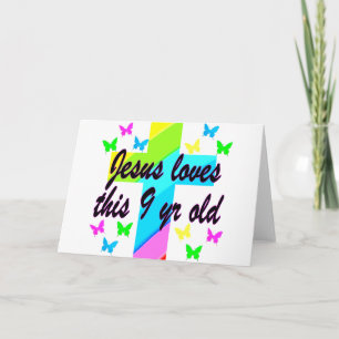 JESUS LOVES THIS 9 YR OLD BIRTHDAY CHRISTIAN GIRL CARD