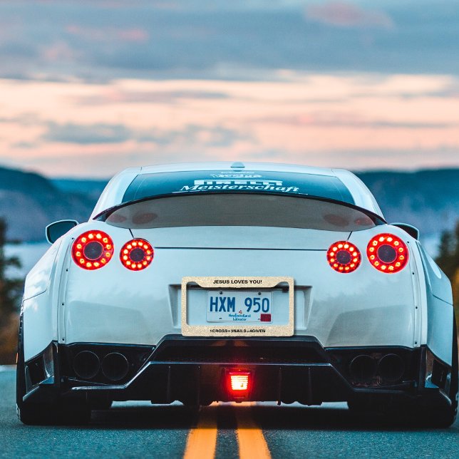 Jesus Loves You & 4Given Silver Bling License Plate Frame (Jesus Loves You & 4Given Silver Bling License Plate Frame)