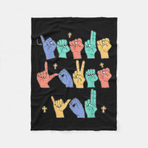 Jesus Loves You Asl Christian Jesus Toddler I Sign Fleece Blanket