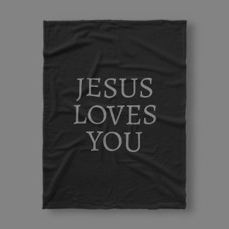 Jesus loves you | Black & dark grey Fleece Blanket