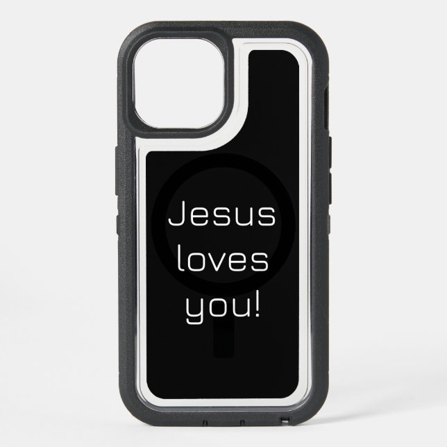 Jesus Loves You | Black & White iPhone 15 Case (Back)