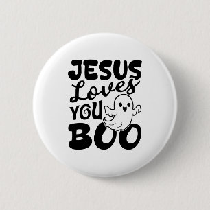 Jesus Loves You Boo Christian Halloween Ghost Funn Button