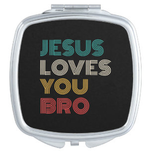 Jesus Loves You Bro, Funny Christian Faith Retro Compact Mirror