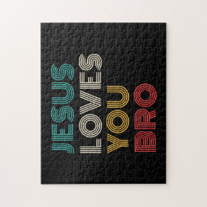 Jesus Loves You Bro, Funny Christian Faith Retro Jigsaw Puzzle
