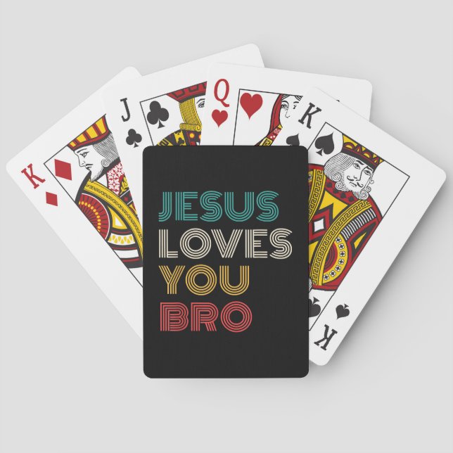 Jesus Loves You Bro, Funny Christian Faith Retro Poker Cards (Back)