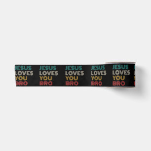 Jesus Loves You Bro, Funny Christian Faith Retro Satin Ribbon