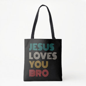 Jesus Loves You Bro, Funny Christian Faith Retro Tote Bag