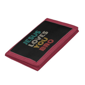 Jesus Loves You Bro, Funny Christian Faith Retro Tri-fold Wallet