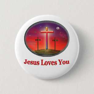 jesus loves you button