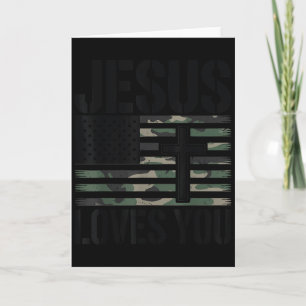 Jesus Loves You Camo Christian 4th July Men Women Card