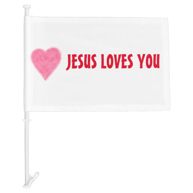 JESUS LOVES YOU Car Flag (Front)
