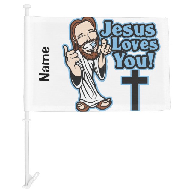Jesus Loves You Car Flag (Front)