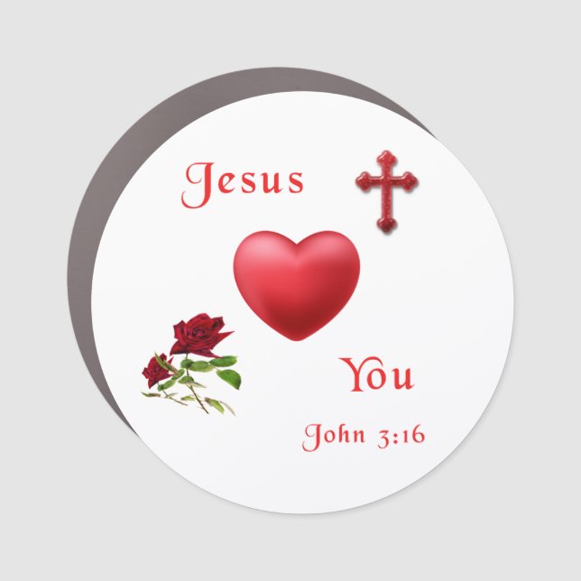 jesus loves you car magnet (Front)