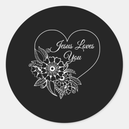 Jesus Loves You Christian Bible Quote Classic Round Sticker