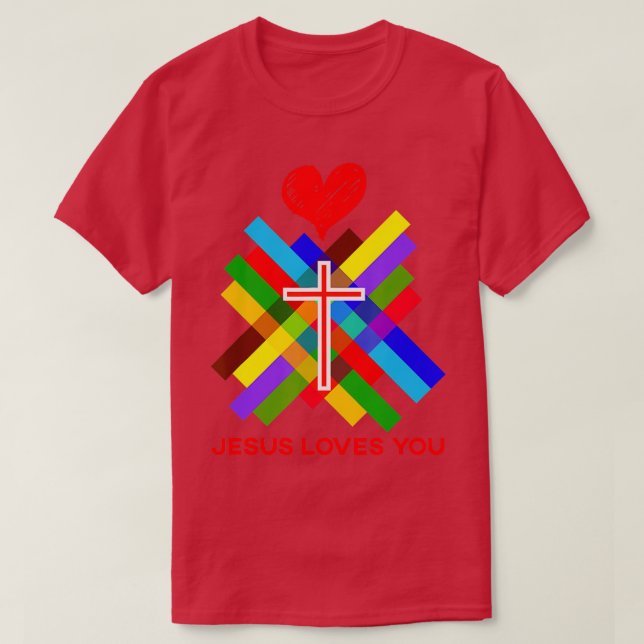 Jesus Loves You Christian Christianity Christ God  T-Shirt (Design Front)