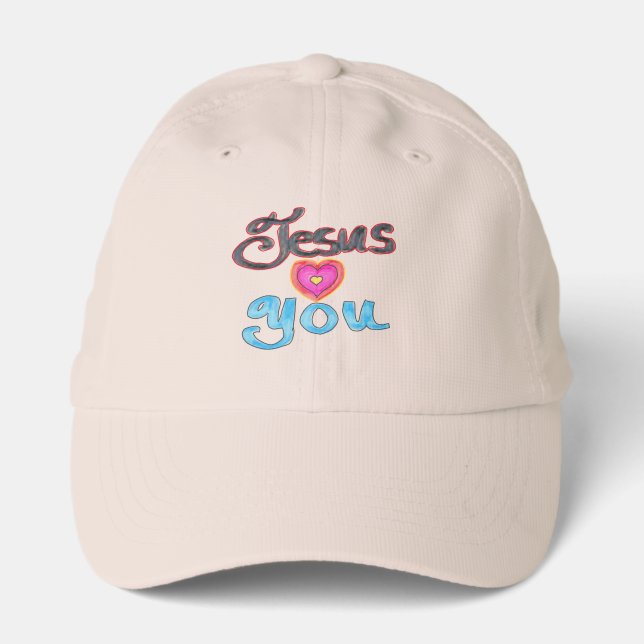 Jesus Loves You Christian  Performance Cap (Front)