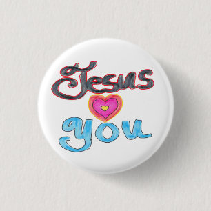 ‘Jesus Loves You’ Christian Quote White  Button