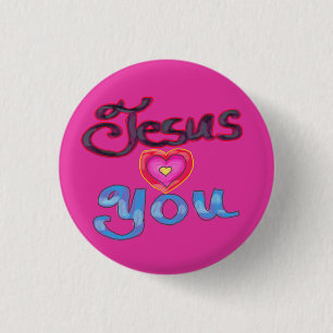 ‘Jesus Loves You’ Christian Quote with Heart Button