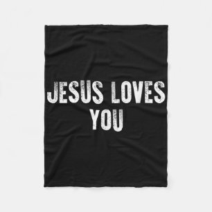 Jesus Loves You Christian Religious Faith For Men Fleece Blanket
