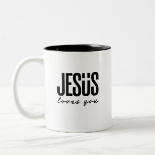 JESUS LOVES YOU CHRISTIAN Two-Tone COFFEE MUG