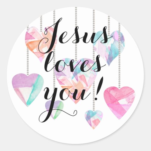 Jesus loves you   classic round sticker