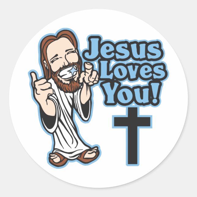 Jesus Loves You Classic Round Sticker (Front)