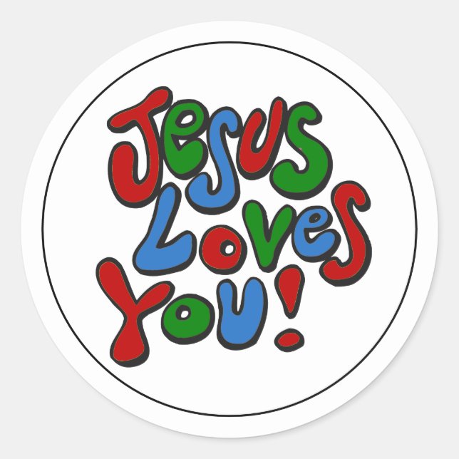 Jesus loves you classic round sticker (Front)