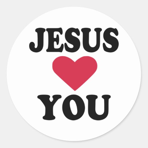 Jesus loves you classic round sticker | Zazzle