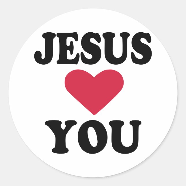 Jesus loves you classic round sticker (Front)