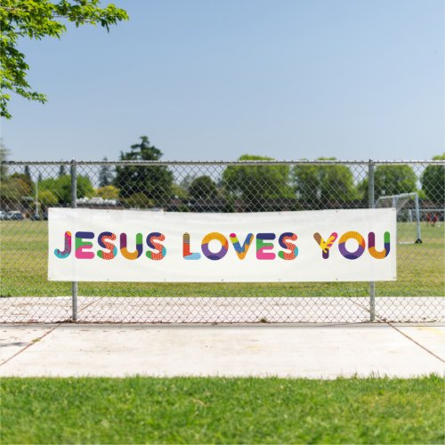 Jesus Loves You Colorful Decorative Text Art Banner