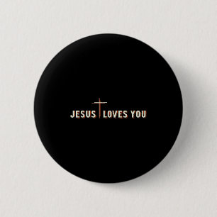 Jesus Loves You Cross God Christian Graphic Button