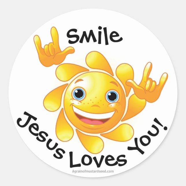 Jesus Loves You Customize it Classic Round Sticker (Front)
