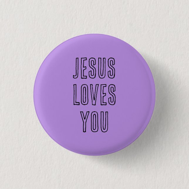 Jesus Loves You Customize Purple & Black Christian Button (Front)