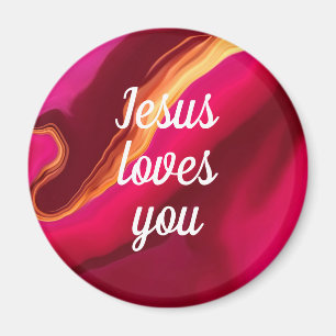 Jesus Loves You Customize Quote Modern Red Pink Magnet