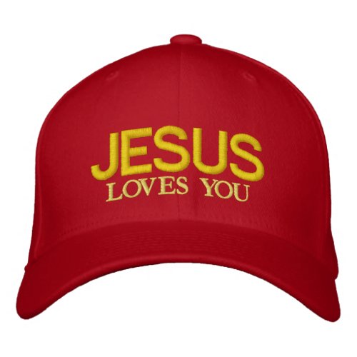 JESUS LOVES YOU EMBROIDERED BASEBALL HAT