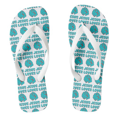 Jesus Loves You Faith Based Quote All_Over Unisex Flip Flops