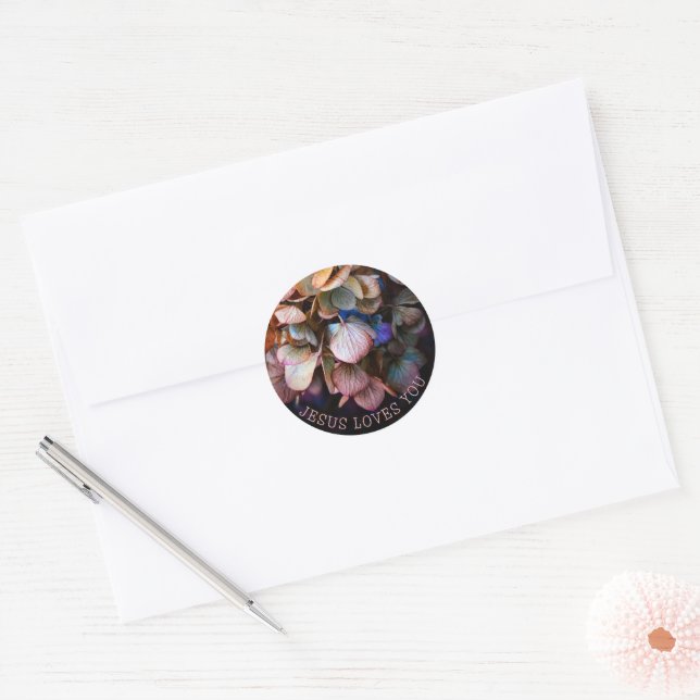 Jesus Loves You Flower Christian Classic Round Sticker (Envelope)