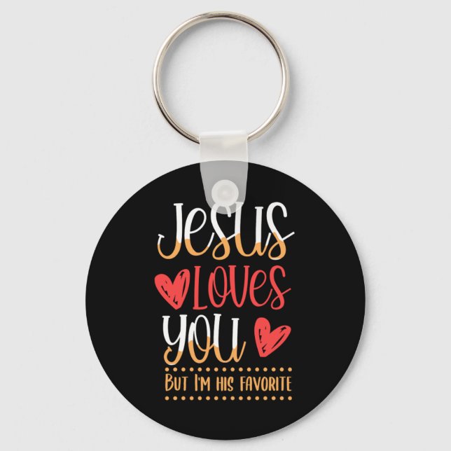 Jesus Loves You God Religion Church Catholic Gift Keychain (Front)