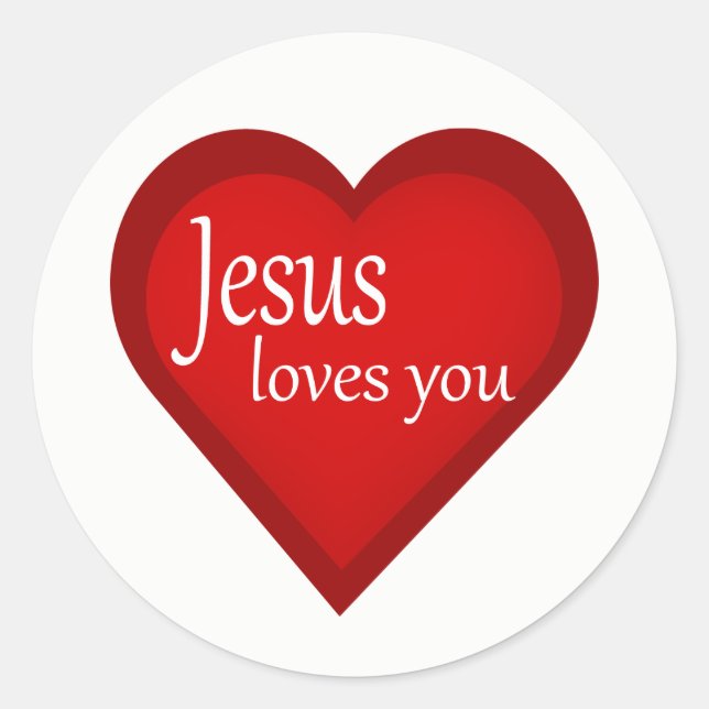 Jesus Loves You Heart Affirmative Sticker (Front)