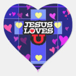 Jesus Loves You Heart Sticker at Zazzle