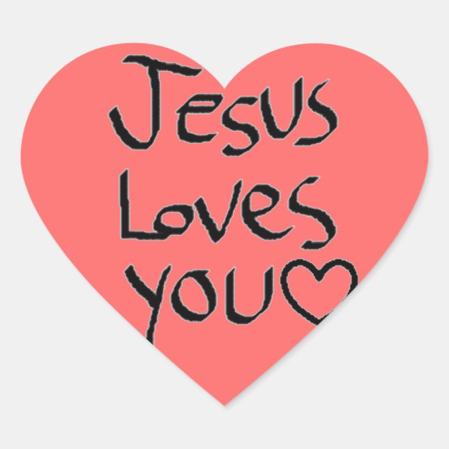 Jesus Loves You Heart Sticker (Front)
