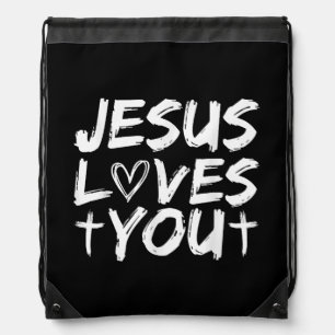 Jesus Loves You I Jesus Drawstring Bag
